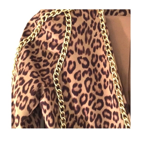 Boston Proper Leopard Print Chain Trim Blazer Jacket - Statement Piece - Picture 2 of 9